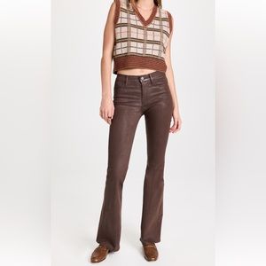 NWT Frame Le High Flare Coated Jeans in Dark Chocolate, Size 25